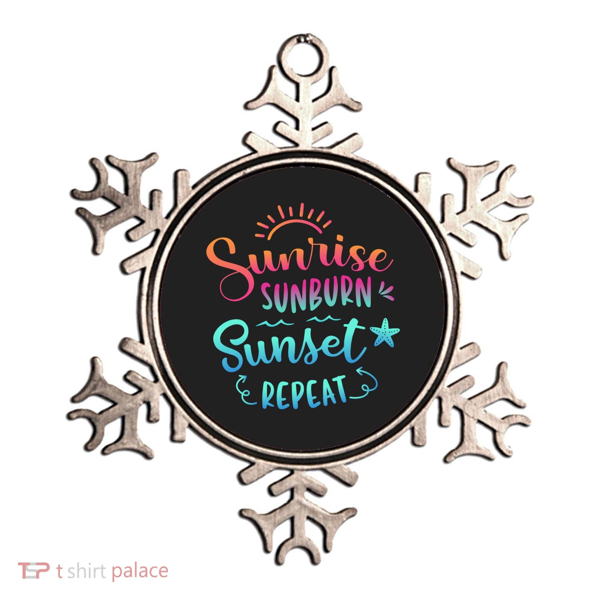 Beach Camping Sunrise Sunburn Sunset Repeat Summer Vacation Ornament