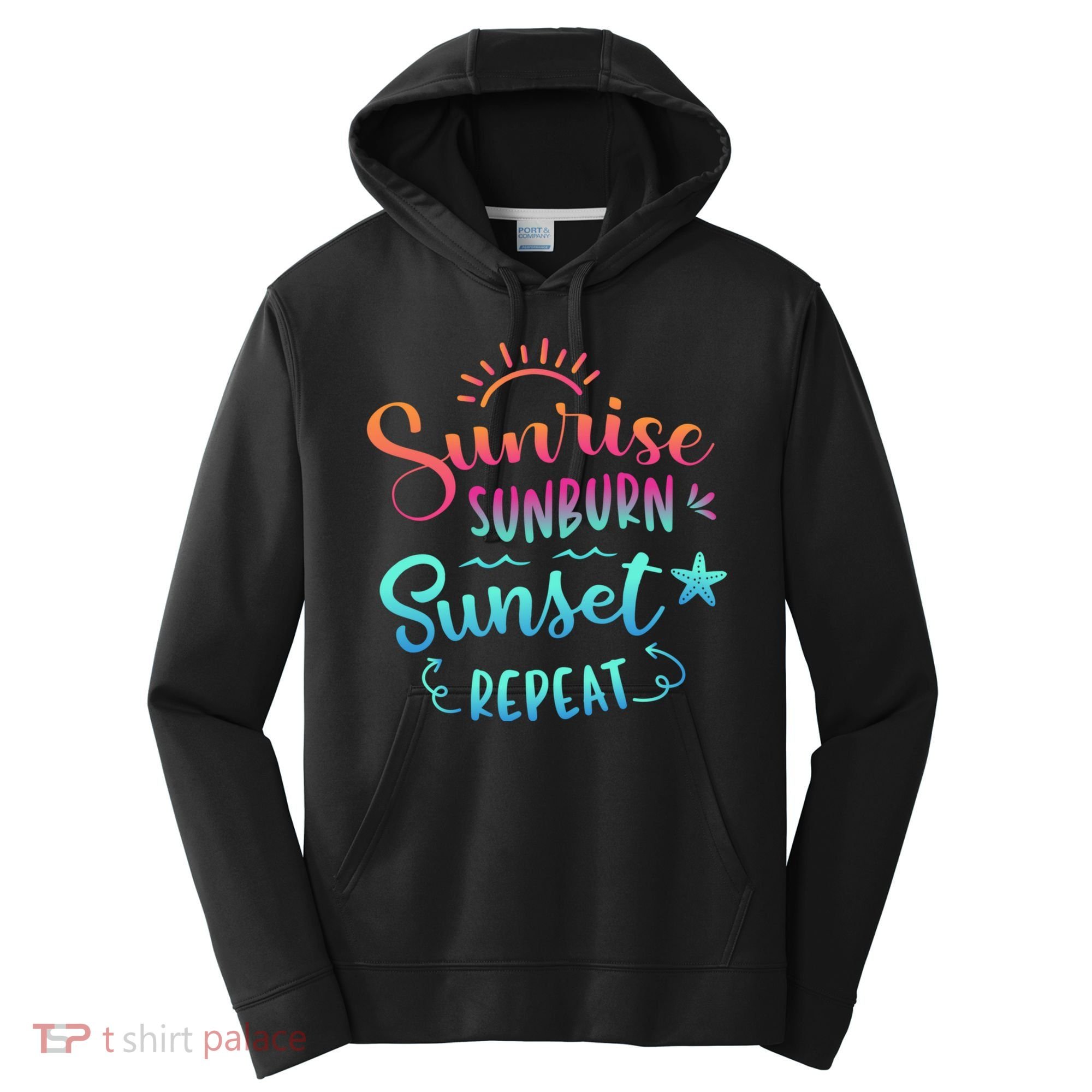 Beach Camping Sunrise Sunburn Sunset Repeat Summer Vacation Performance Fleece Hoodie