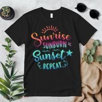 Beach Camping Sunrise Sunburn Sunset Repeat Summer Vacation Premium T-Shirt thumb 2