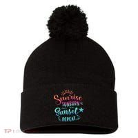 Beach Camping Sunrise Sunburn Sunset Repeat Summer Vacation Pom Pom 12in Knit Beanie thumb 0