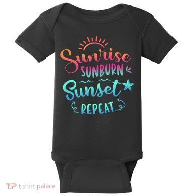 Beach Camping Sunrise Sunburn Sunset Repeat Summer Vacation Baby Bodysuit