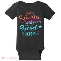 Beach Camping Sunrise Sunburn Sunset Repeat Summer Vacation Baby Bodysuit thumb 0