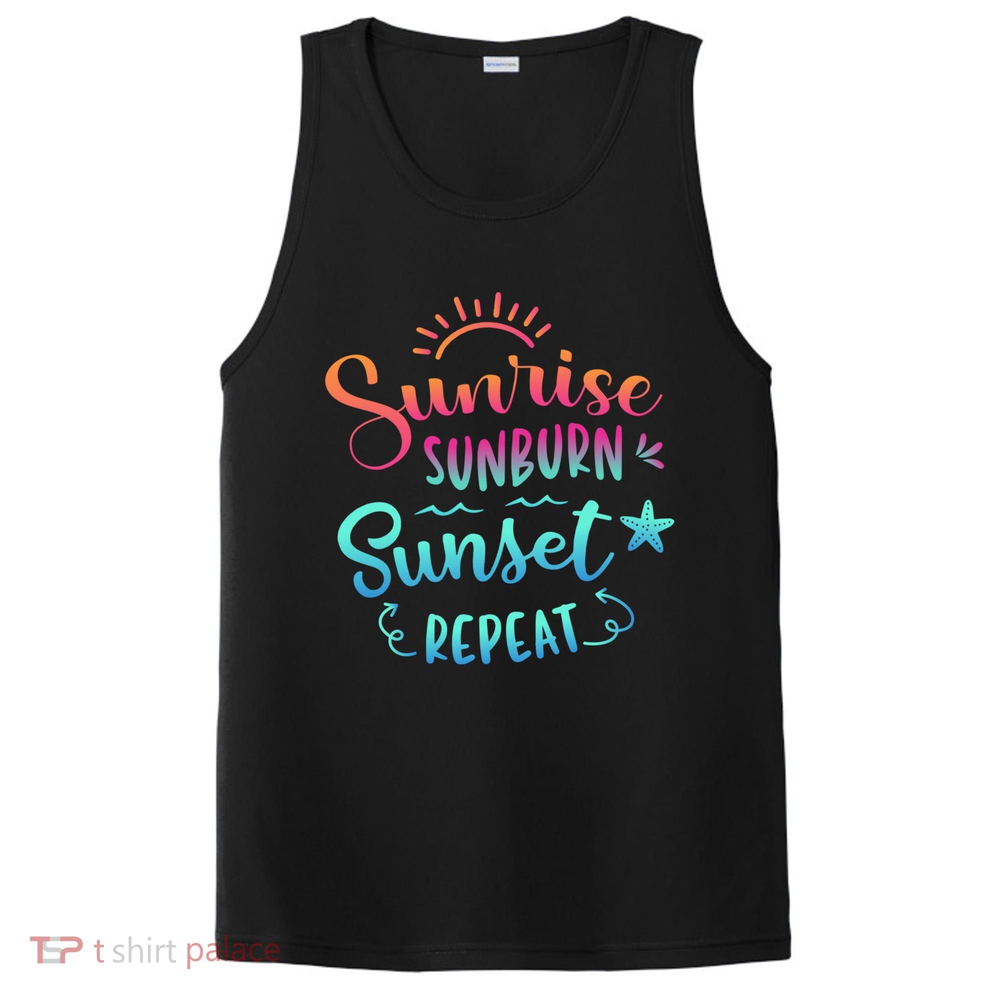 Beach Camping Sunrise Sunburn Sunset Repeat Summer Vacation PosiCharge Competitor Tank