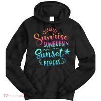 Beach Camping Sunrise Sunburn Sunset Repeat Summer Vacation Tie Dye Hoodie thumb 0