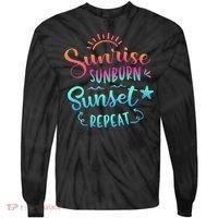 Beach Camping Sunrise Sunburn Sunset Repeat Summer Vacation Tie-Dye Long Sleeve Shirt thumb 0