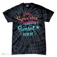 Beach Camping Sunrise Sunburn Sunset Repeat Summer Vacation Tie-Dye T-Shirt thumb 0
