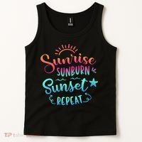 Beach Camping Sunrise Sunburn Sunset Repeat Summer Vacation Tank Top thumb 2