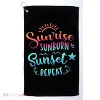 Beach Camping Sunrise Sunburn Sunset Repeat Summer Vacation Golf Towel thumb 0