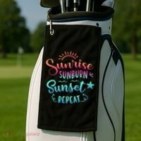 Beach Camping Sunrise Sunburn Sunset Repeat Summer Vacation Golf Towel thumb 2