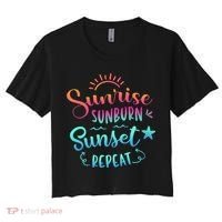 Beach Camping Sunrise Sunburn Sunset Repeat Summer Vacation Women's Crop Top Tee thumb 0