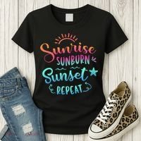 Beach Camping Sunrise Sunburn Sunset Repeat Summer Vacation Women's T-Shirt thumb 3