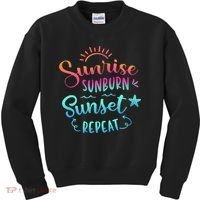 Beach Camping Sunrise Sunburn Sunset Repeat Summer Vacation Kids Sweatshirt thumb 0