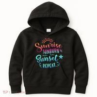 Beach Camping Sunrise Sunburn Sunset Repeat Summer Vacation Kids Hoodie thumb 0