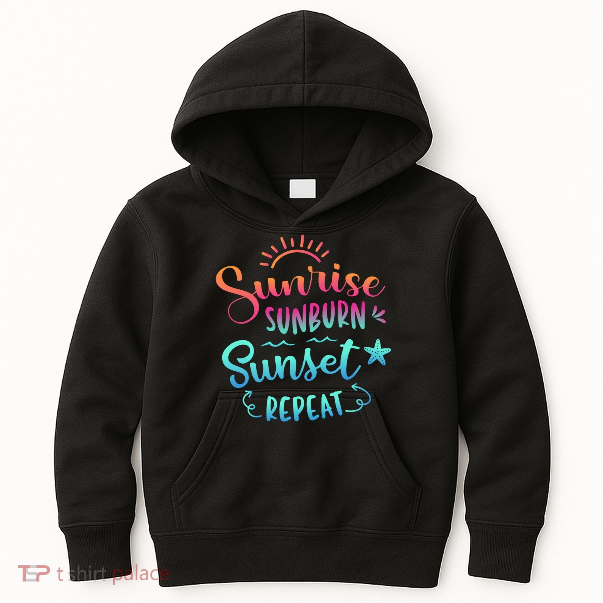 Beach Camping Sunrise Sunburn Sunset Repeat Summer Vacation Kids Hoodie