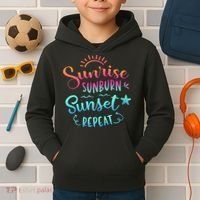 Beach Camping Sunrise Sunburn Sunset Repeat Summer Vacation Kids Hoodie thumb 2