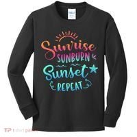 Beach Camping Sunrise Sunburn Sunset Repeat Summer Vacation Kids Long Sleeve Shirt thumb 0