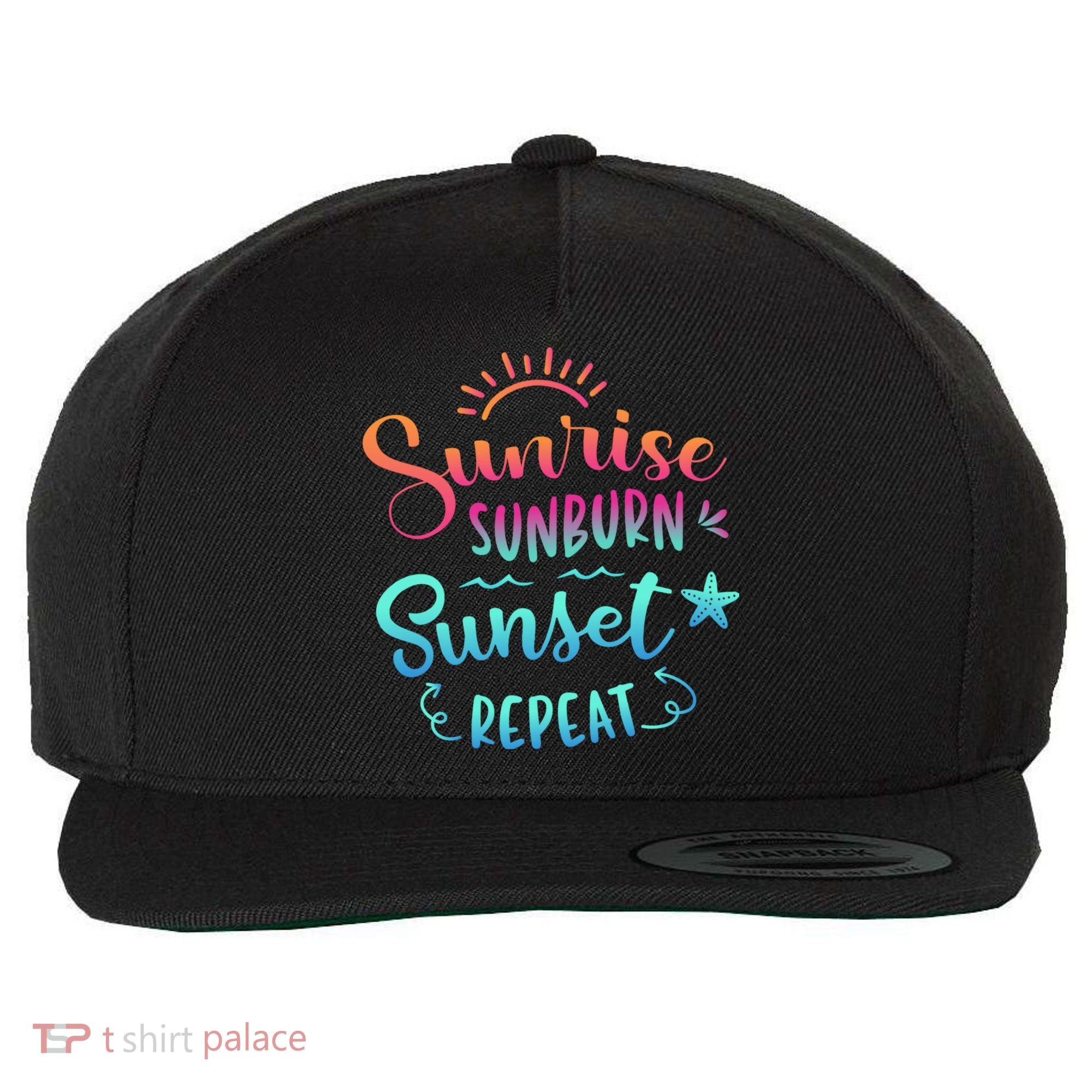 Beach Camping Sunrise Sunburn Sunset Repeat Summer Vacation Wool Snapback Cap