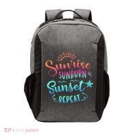 Beach Camping Sunrise Sunburn Sunset Repeat Summer Vacation Vector Backpack thumb 0