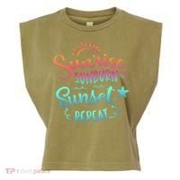 Beach Camping Sunrise Sunburn Sunset Repeat Summer Vacation Garment-Dyed Women's Muscle Tee thumb 0