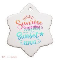 Beach Camping Sunrise Sunburn Sunset Repeat Summer Vacation Ceramic Ornament thumb 0