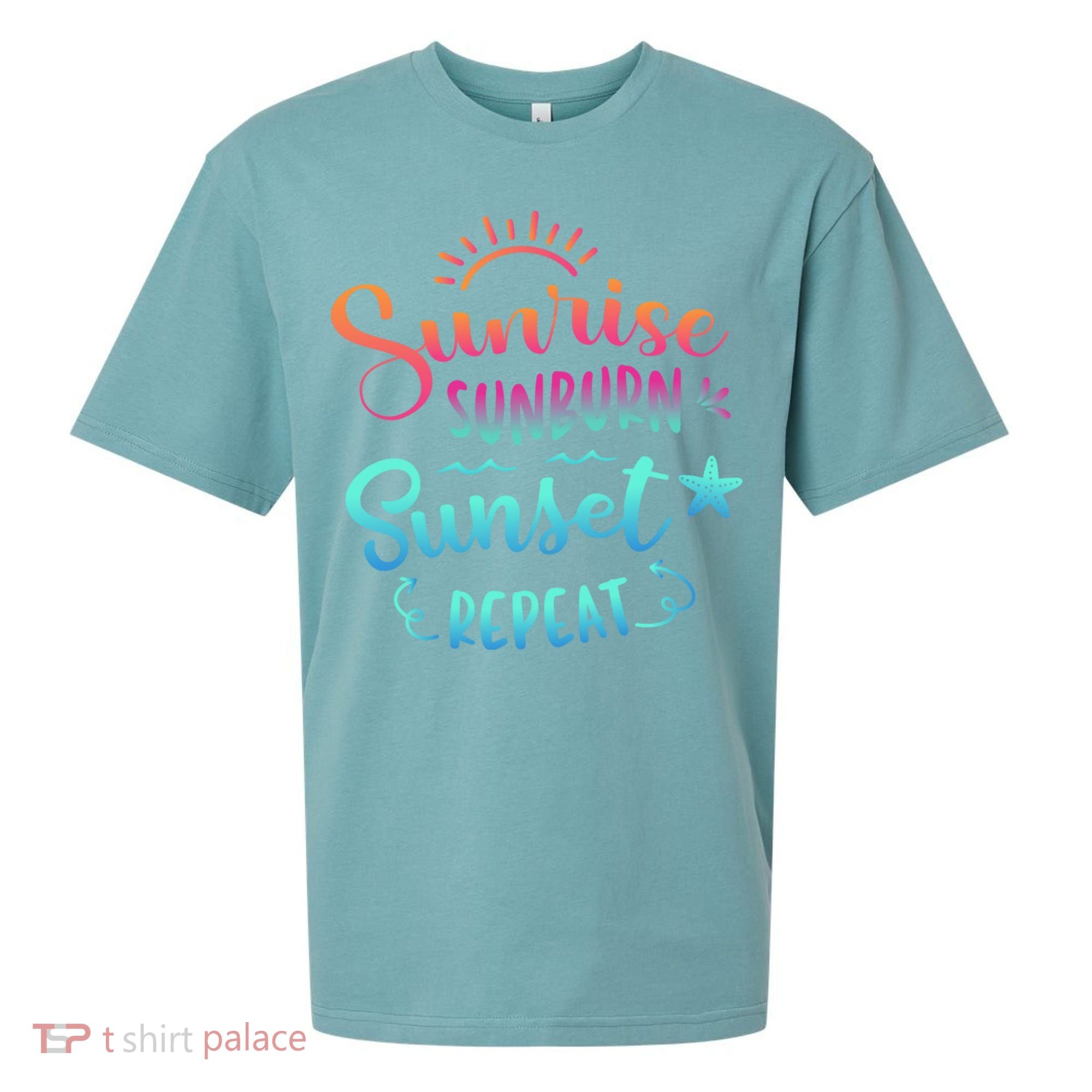 Beach Camping Sunrise Sunburn Sunset Repeat Summer Vacation Sueded Cloud Jersey T-Shirt