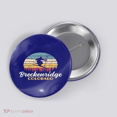 Breckenridge Colorado Skiing Retro Mountain Ski Vacation Button