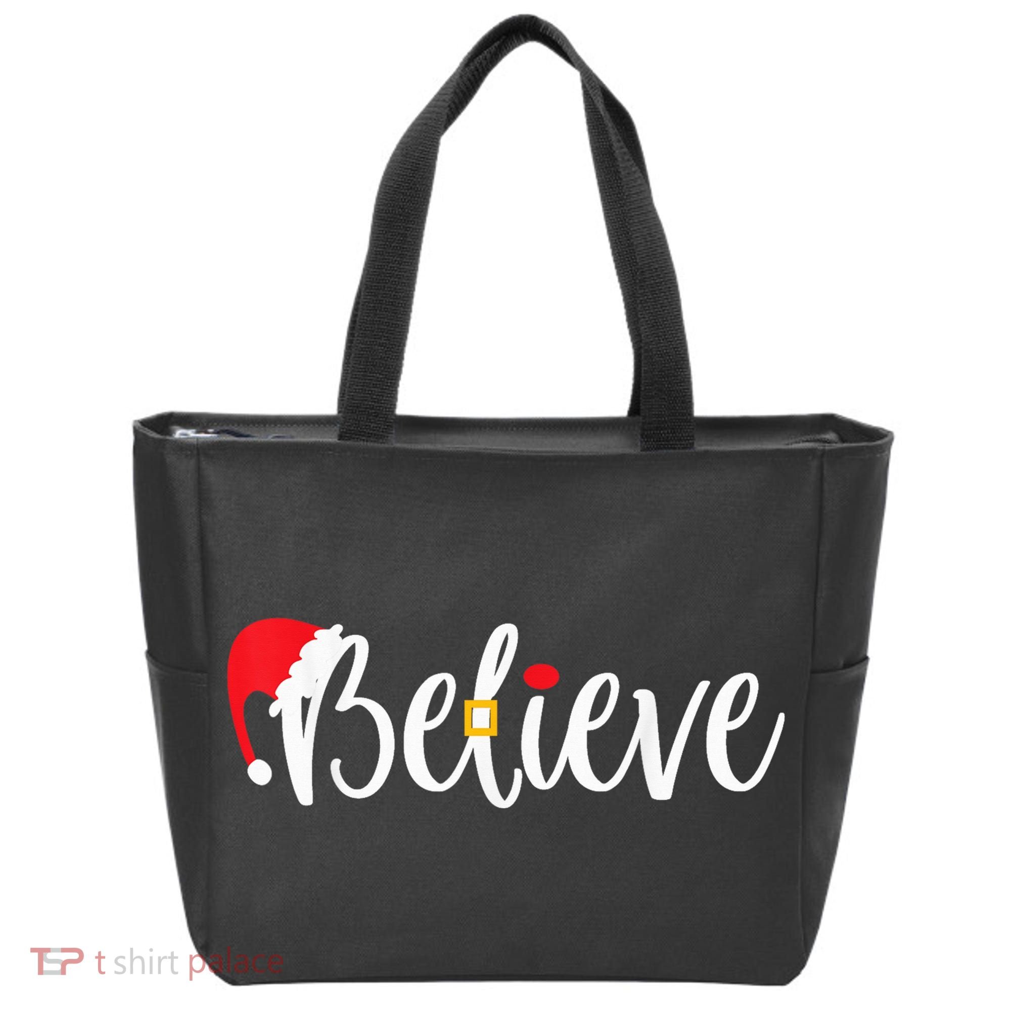 Believe Christmas Shirt Believe Santa Tote Bag