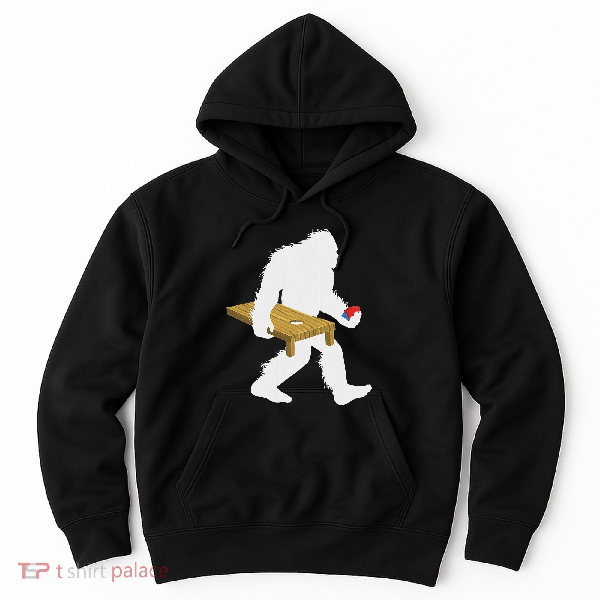 Bigfoot Cornhole Sasquatch Cryptid Bag Tossing Game Hoodie