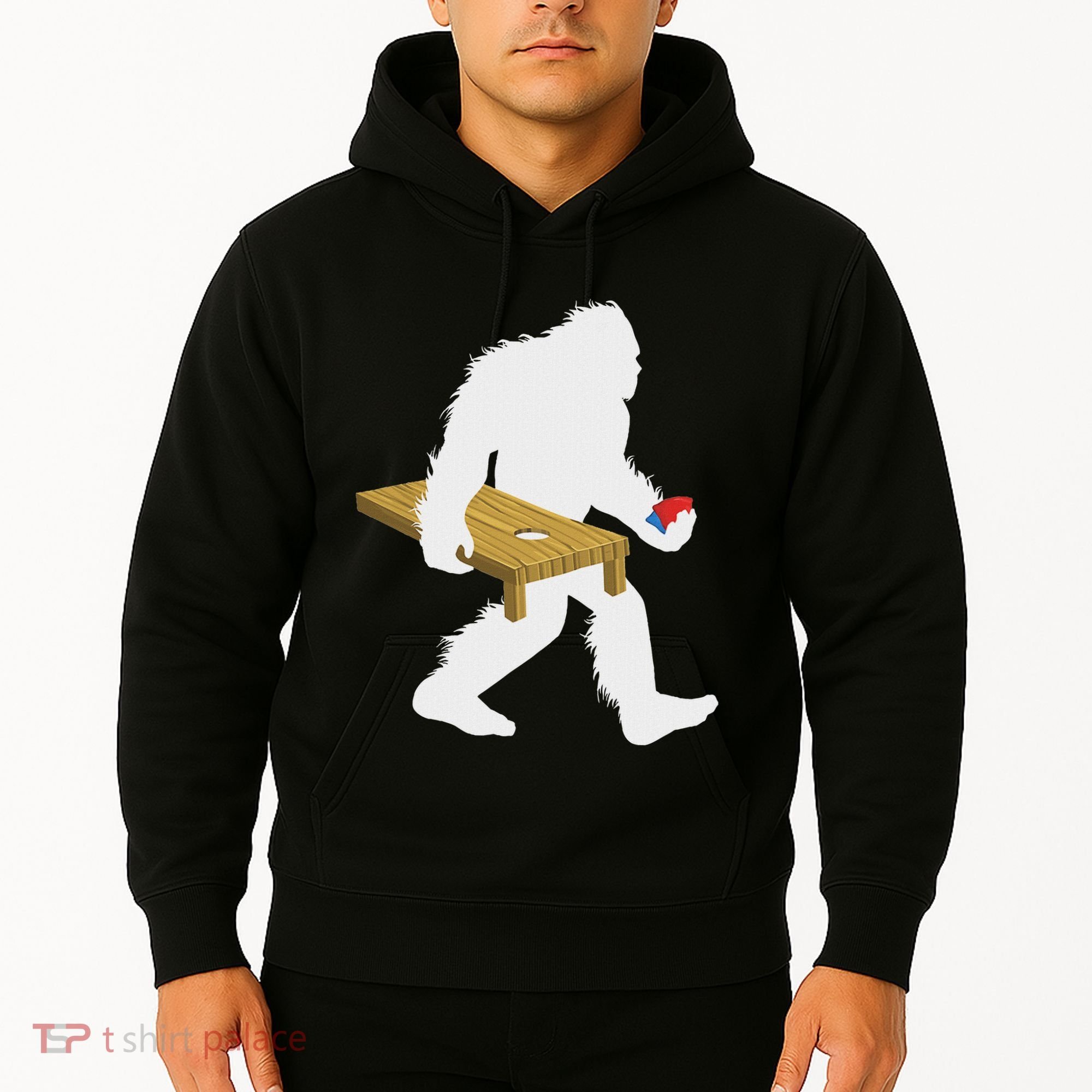 Bigfoot Cornhole Sasquatch Cryptid Bag Tossing Game Hoodie