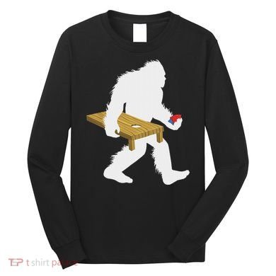 Bigfoot Cornhole Sasquatch Cryptid Bag Tossing Game Long Sleeve Shirt