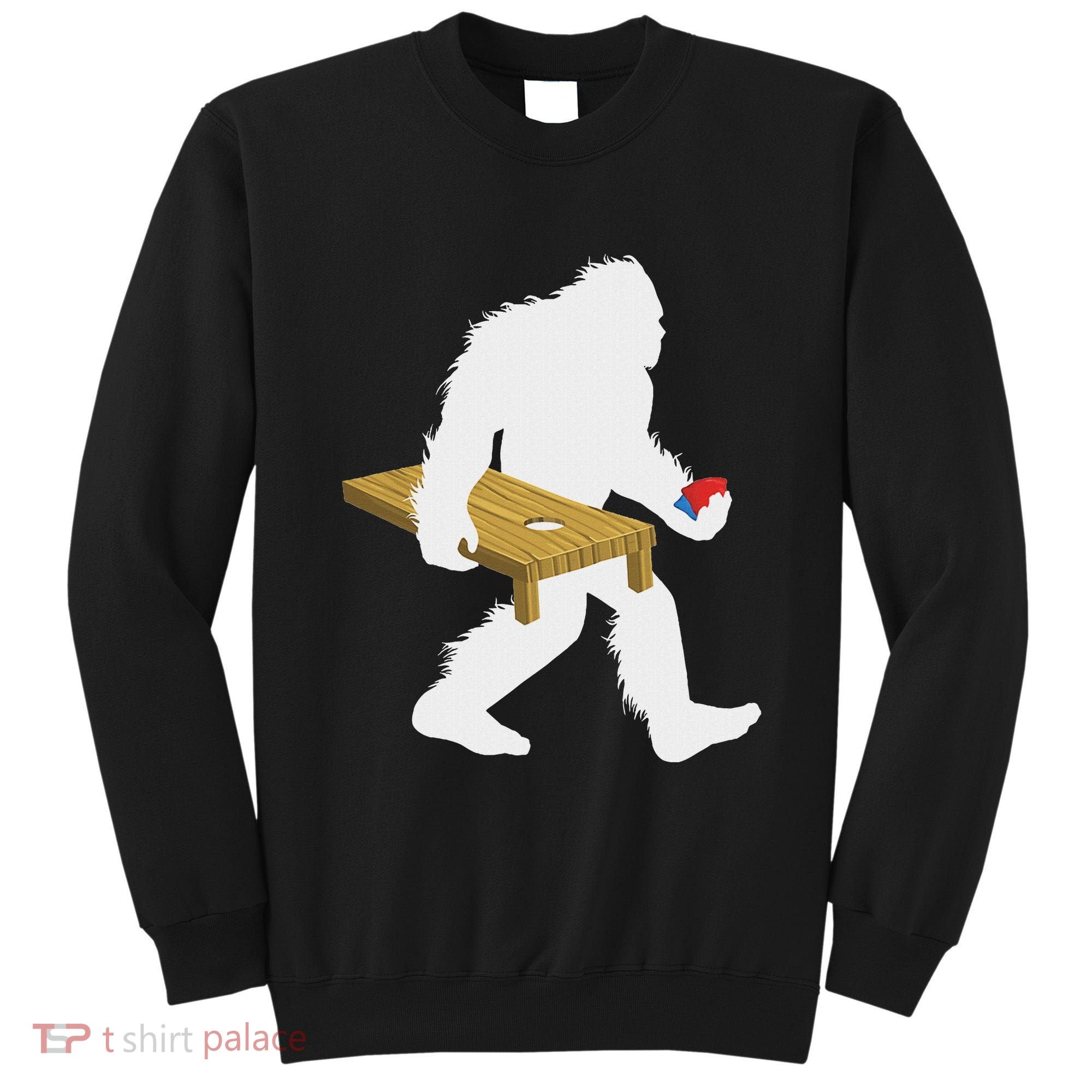 Bigfoot Cornhole Sasquatch Cryptid Bag Tossing Game Sweatshirt