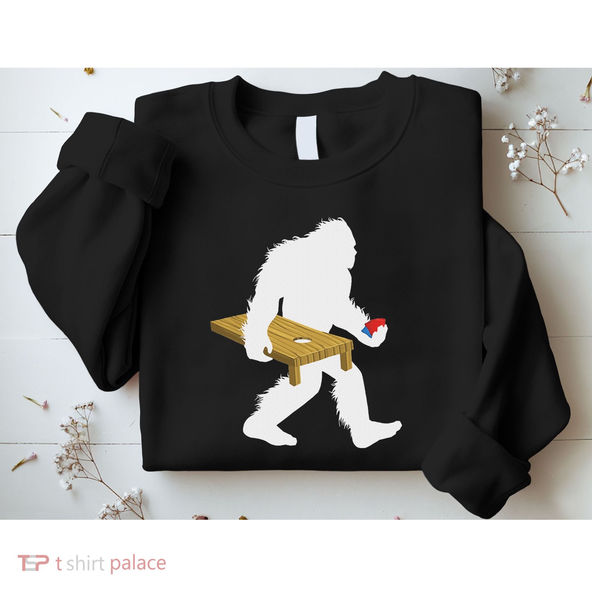 Bigfoot Cornhole Sasquatch Cryptid Bag Tossing Game Sweatshirt