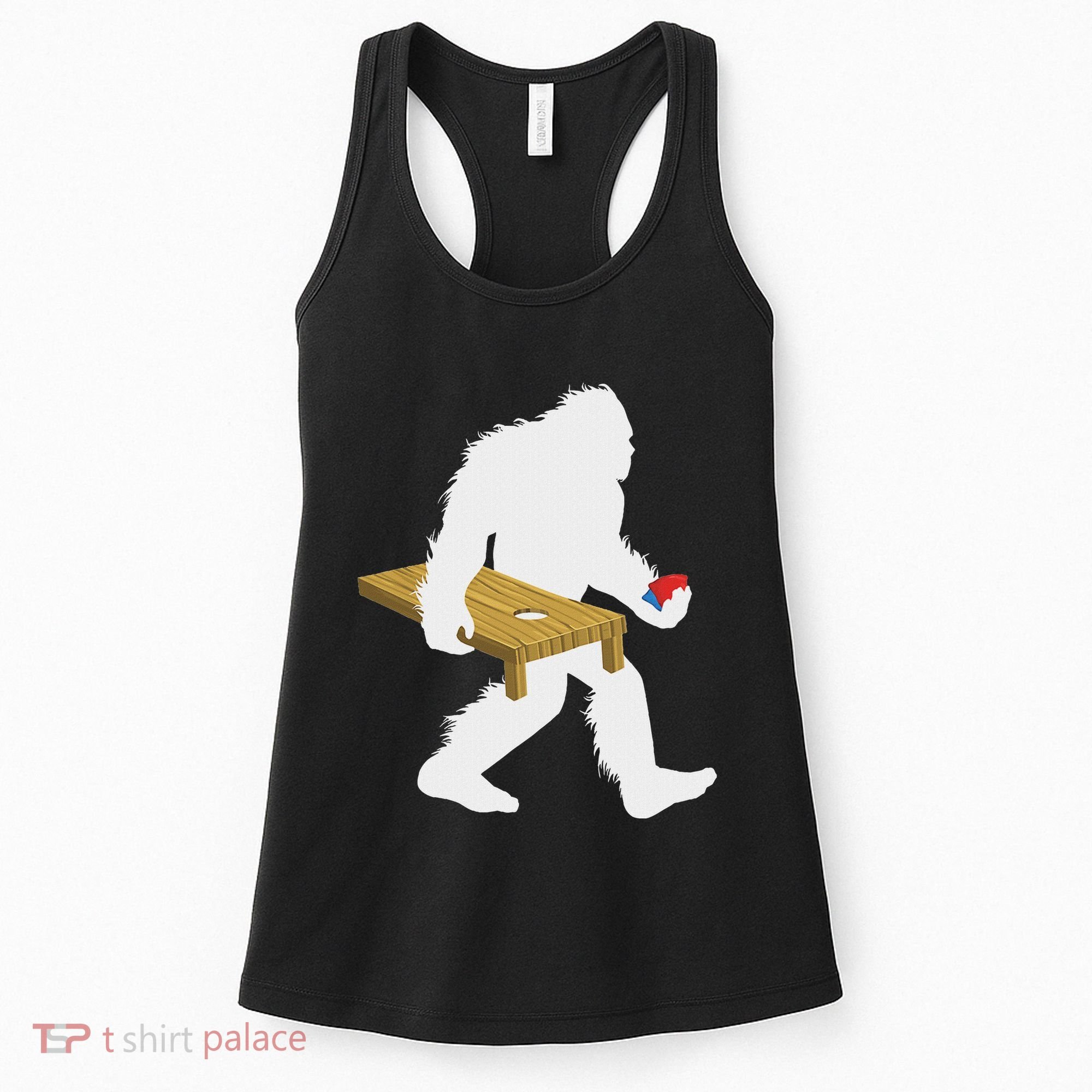 Bigfoot Cornhole Sasquatch Cryptid Bag Tossing Game Women's Tank Top
