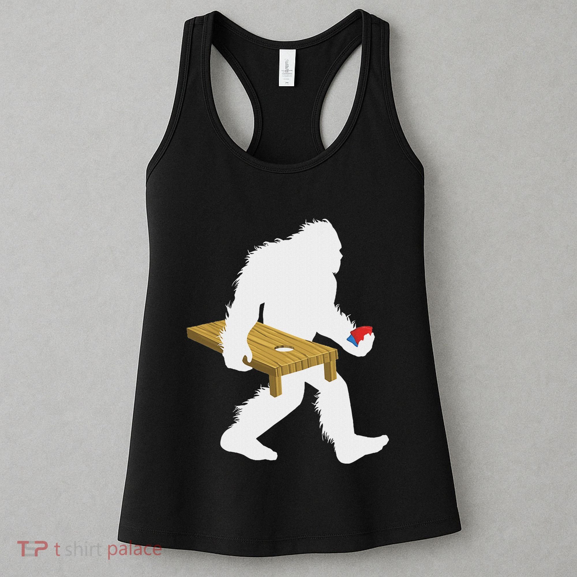 Bigfoot Cornhole Sasquatch Cryptid Bag Tossing Game Women's Tank Top