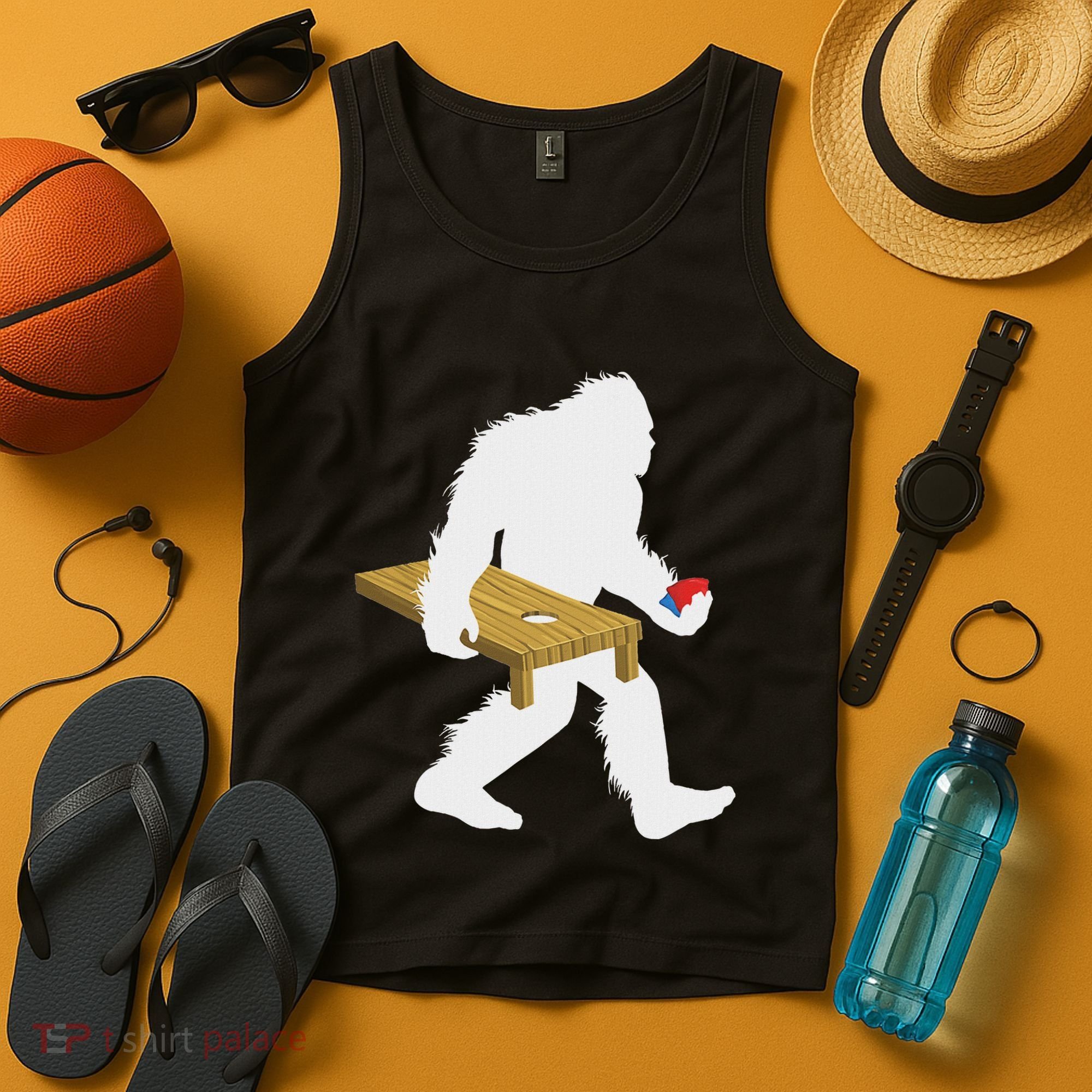Bigfoot Cornhole Sasquatch Cryptid Bag Tossing Game Tank Top
