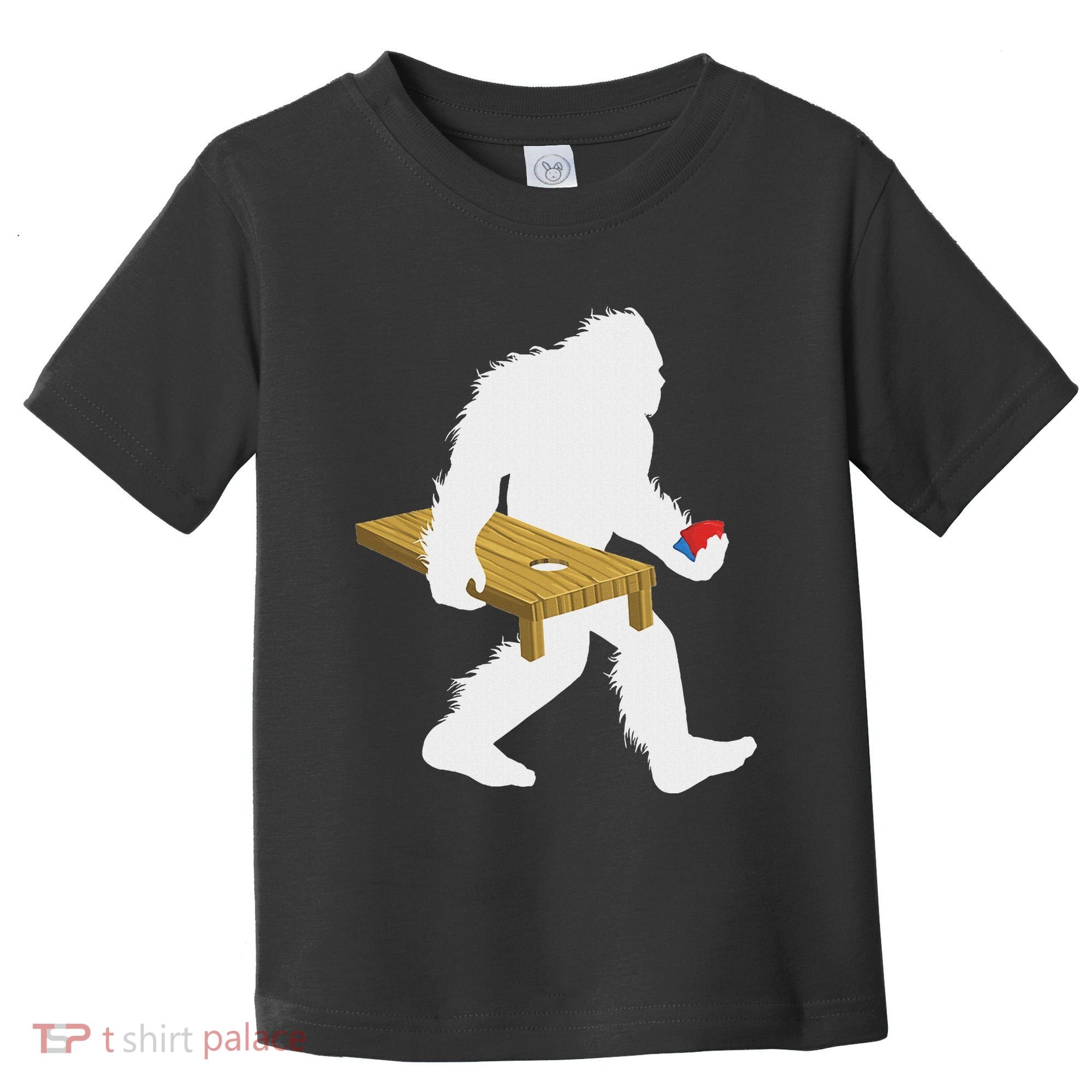 Bigfoot Cornhole Sasquatch Cryptid Bag Tossing Game Toddler T-Shirt
