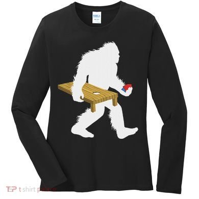 Bigfoot Cornhole Sasquatch Cryptid Bag Tossing Game Women's Long Sleeve Shirt