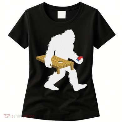 Bigfoot Cornhole Sasquatch Cryptid Bag Tossing Game Women's T-Shirt