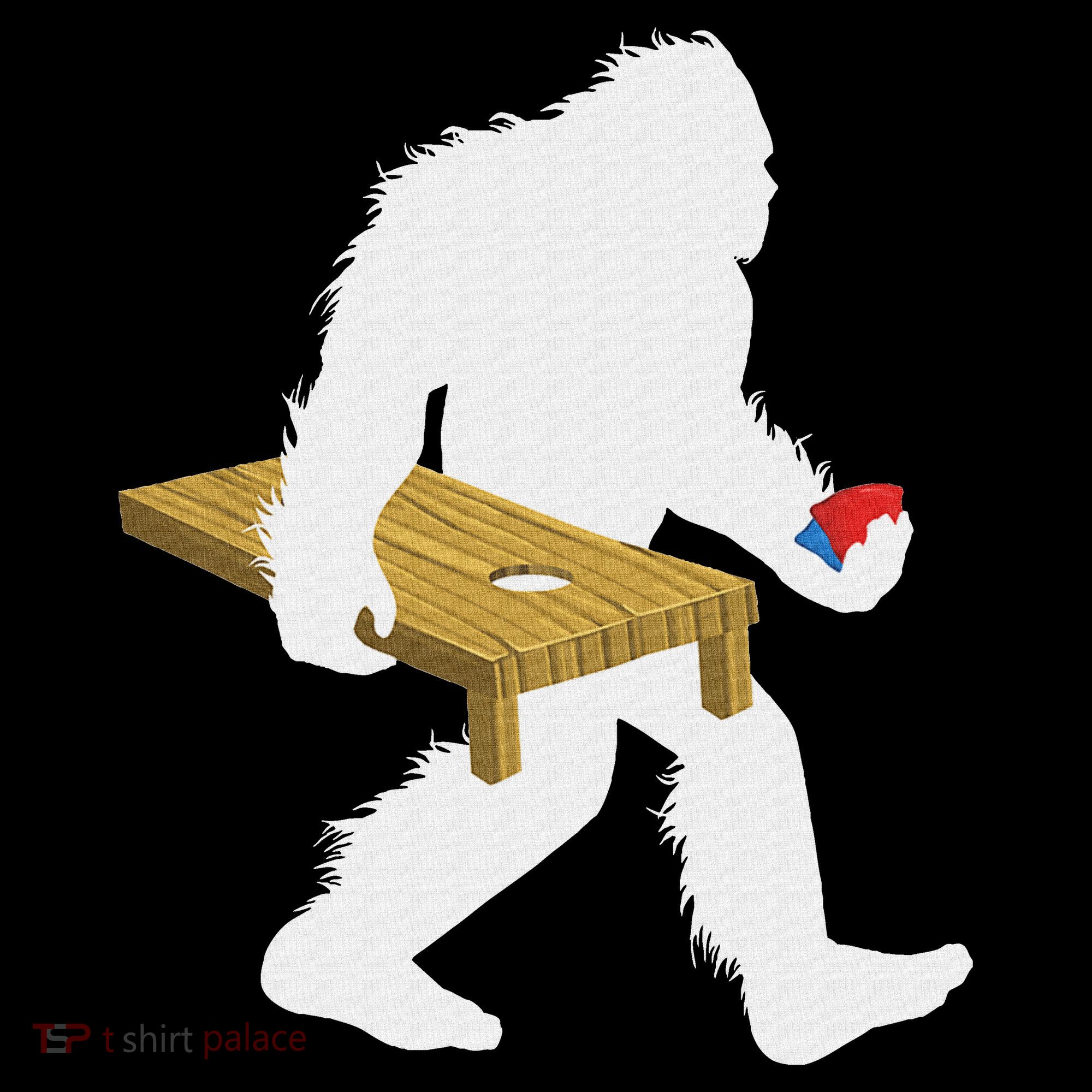 Bigfoot Cornhole Sasquatch Cryptid Bag Tossing Game Kids Long Sleeve Shirt