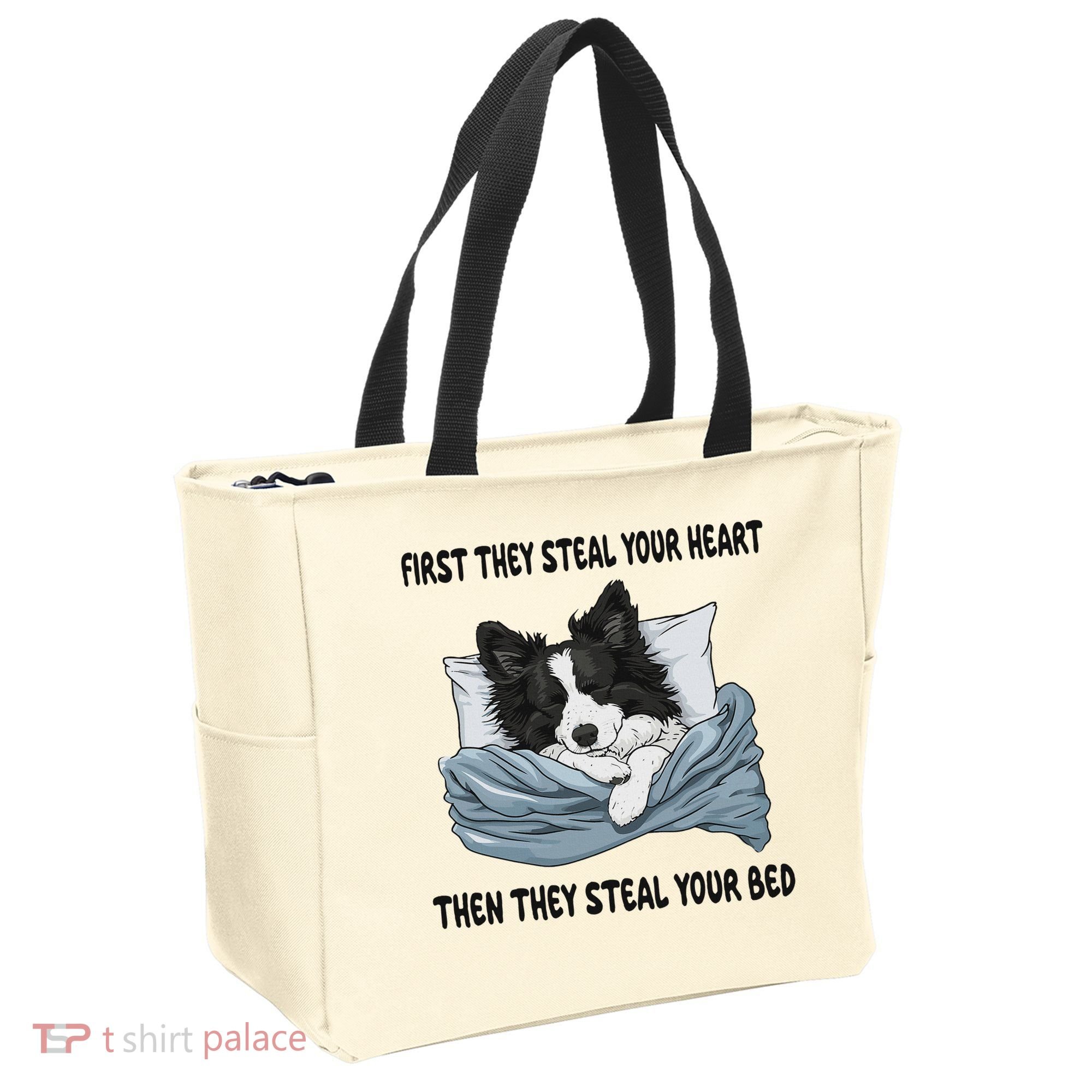 Border Collie Sleeping Pajamas Nightgown Tote Bag