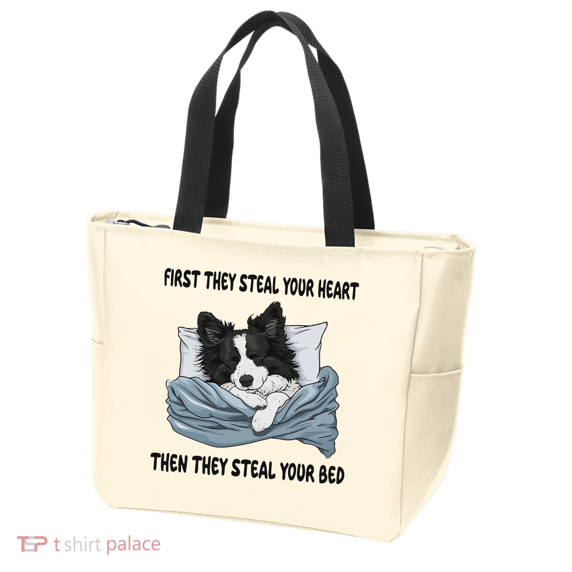 Border Collie Sleeping Pajamas Nightgown Tote Bag