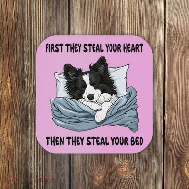 Border Collie Sleeping Pajamas Nightgown Coaster