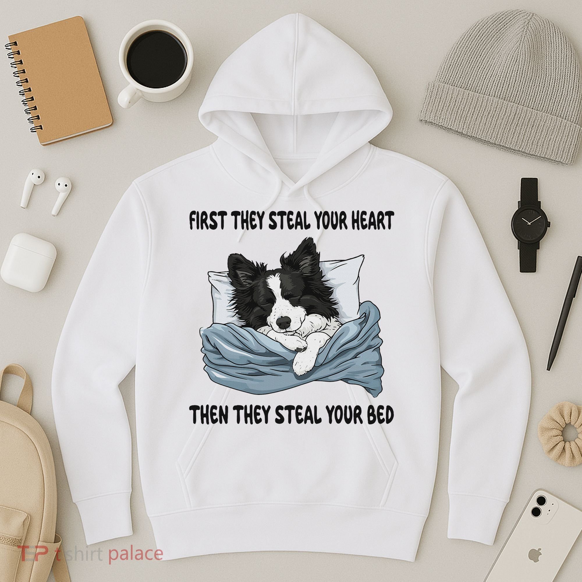 Border Collie Sleeping Pajamas Nightgown Hoodie