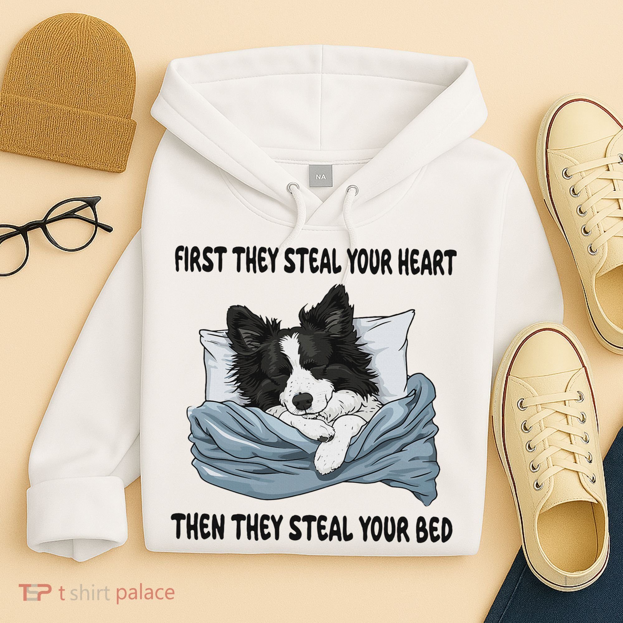 Border Collie Sleeping Pajamas Nightgown Hoodie