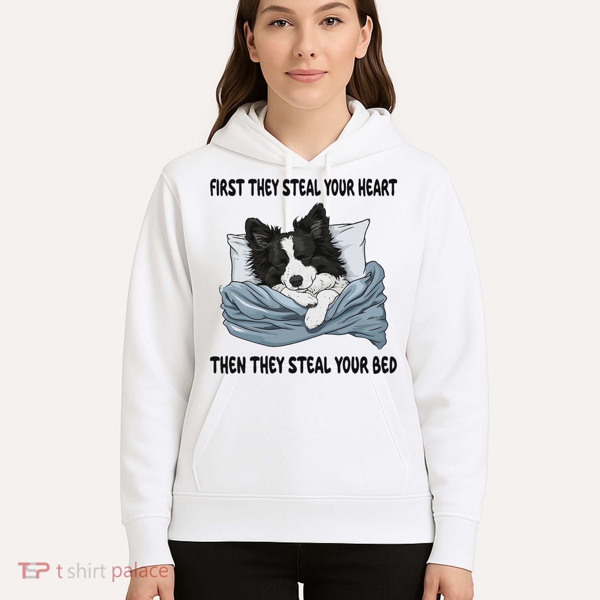 Border Collie Sleeping Pajamas Nightgown Hoodie