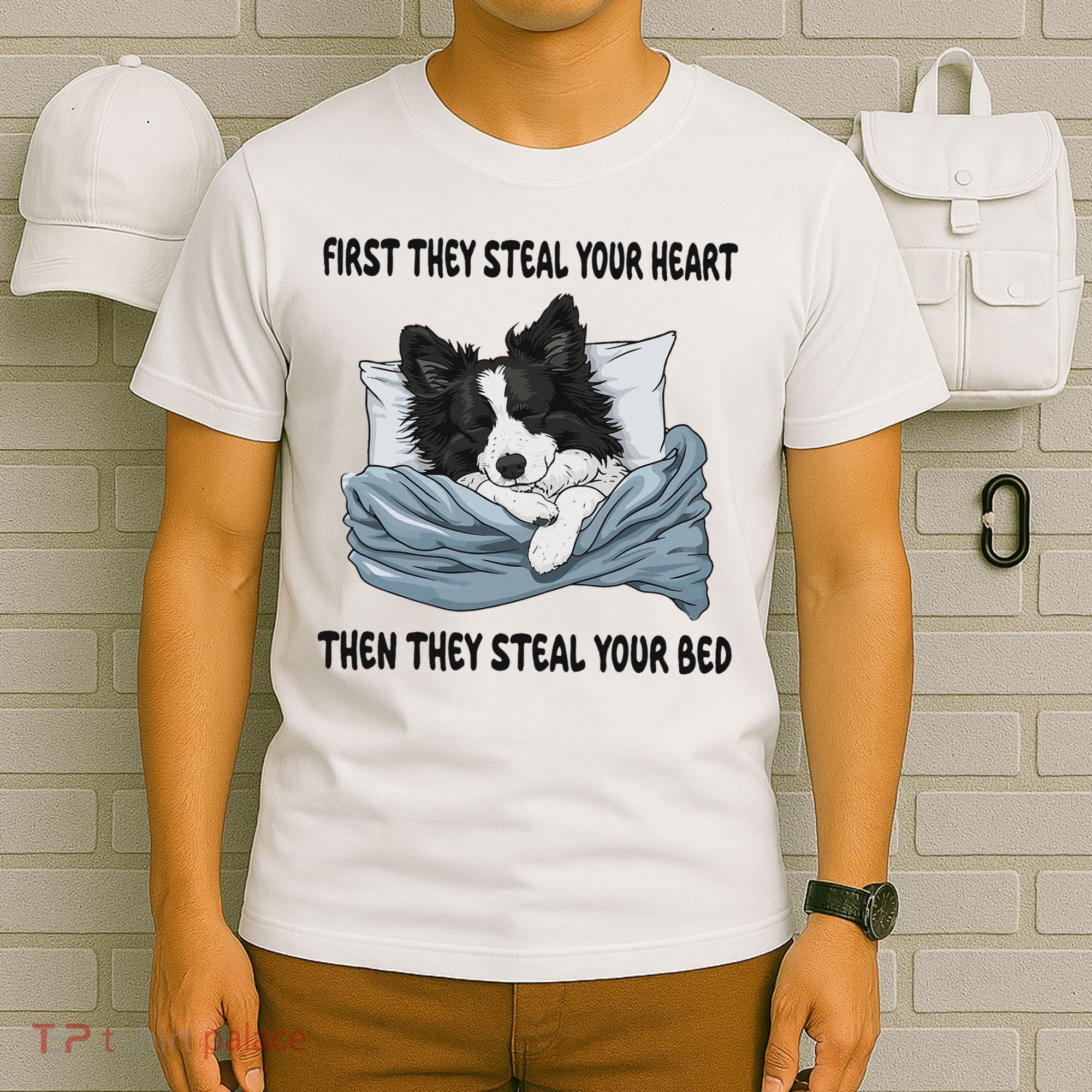 Border Collie Sleeping Pajamas Nightgown T-Shirt