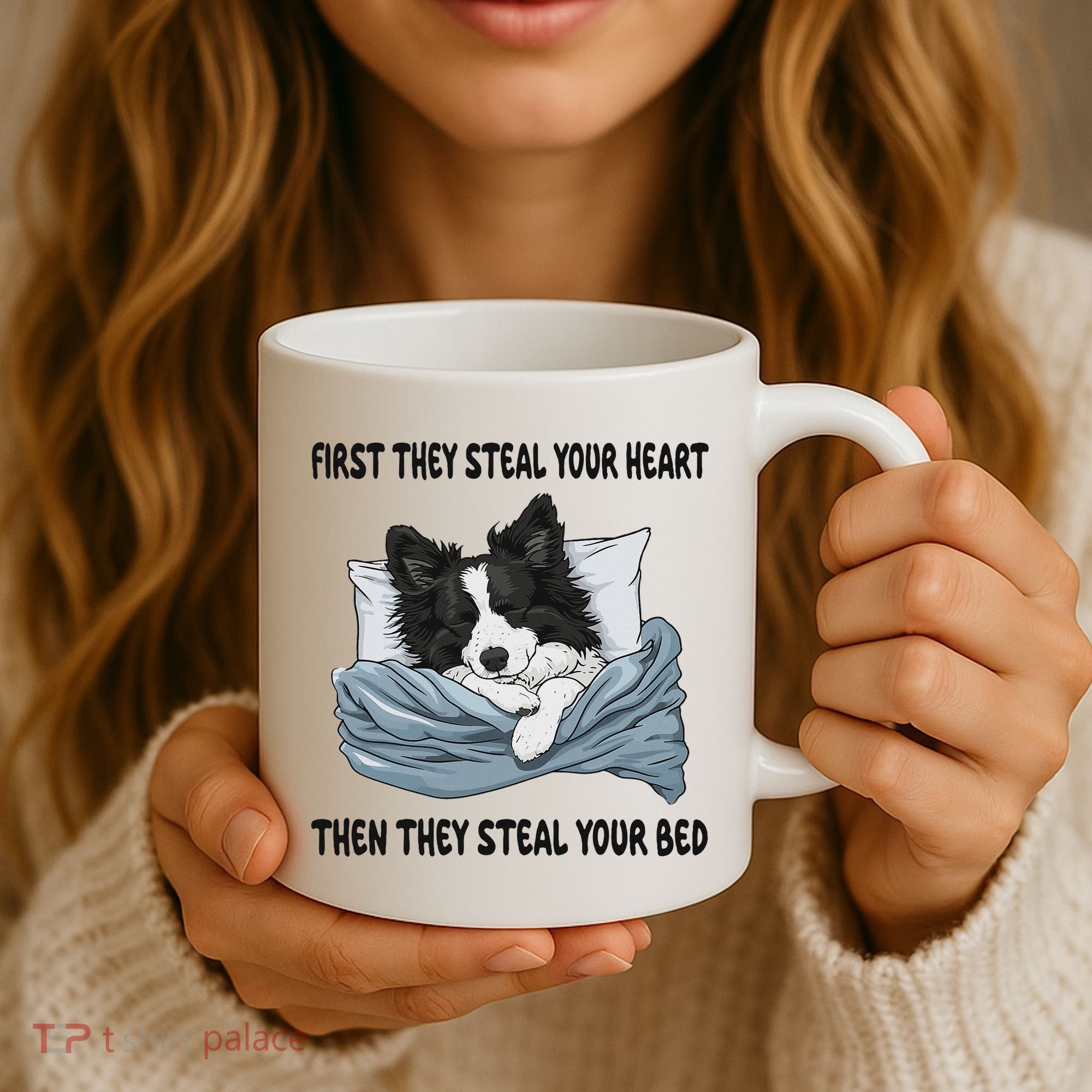 Border Collie Sleeping Pajamas Nightgown Coffee Mug