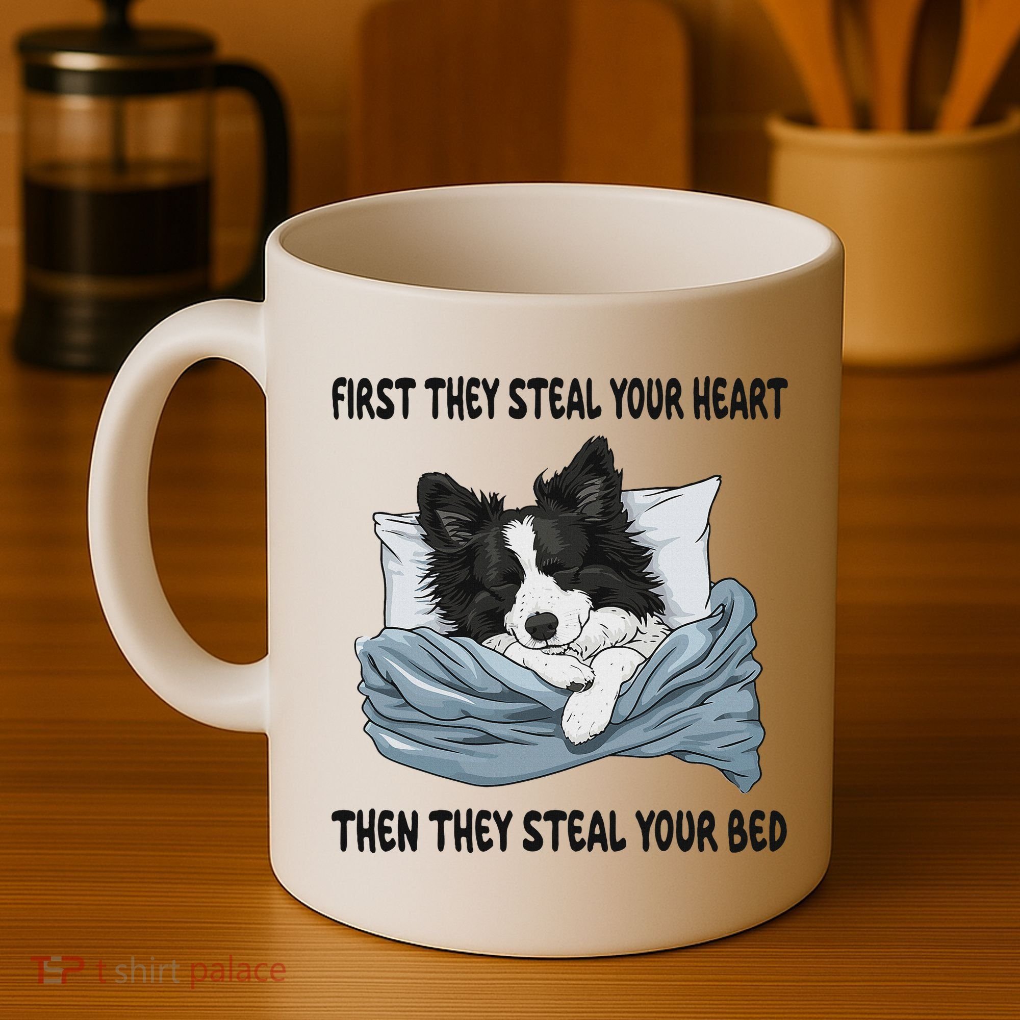 Border Collie Sleeping Pajamas Nightgown Coffee Mug