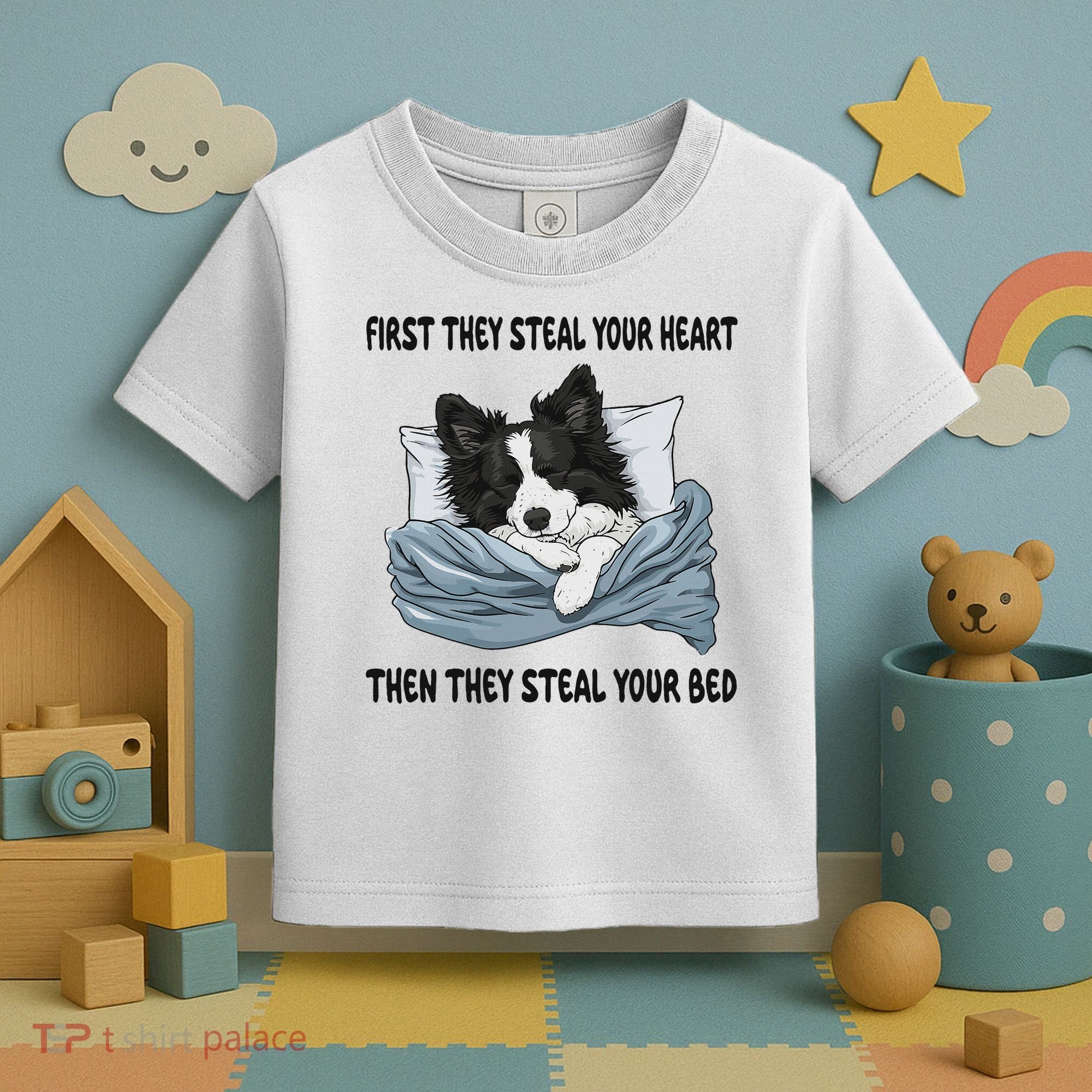 Border Collie Sleeping Pajamas Nightgown Toddler T-Shirt