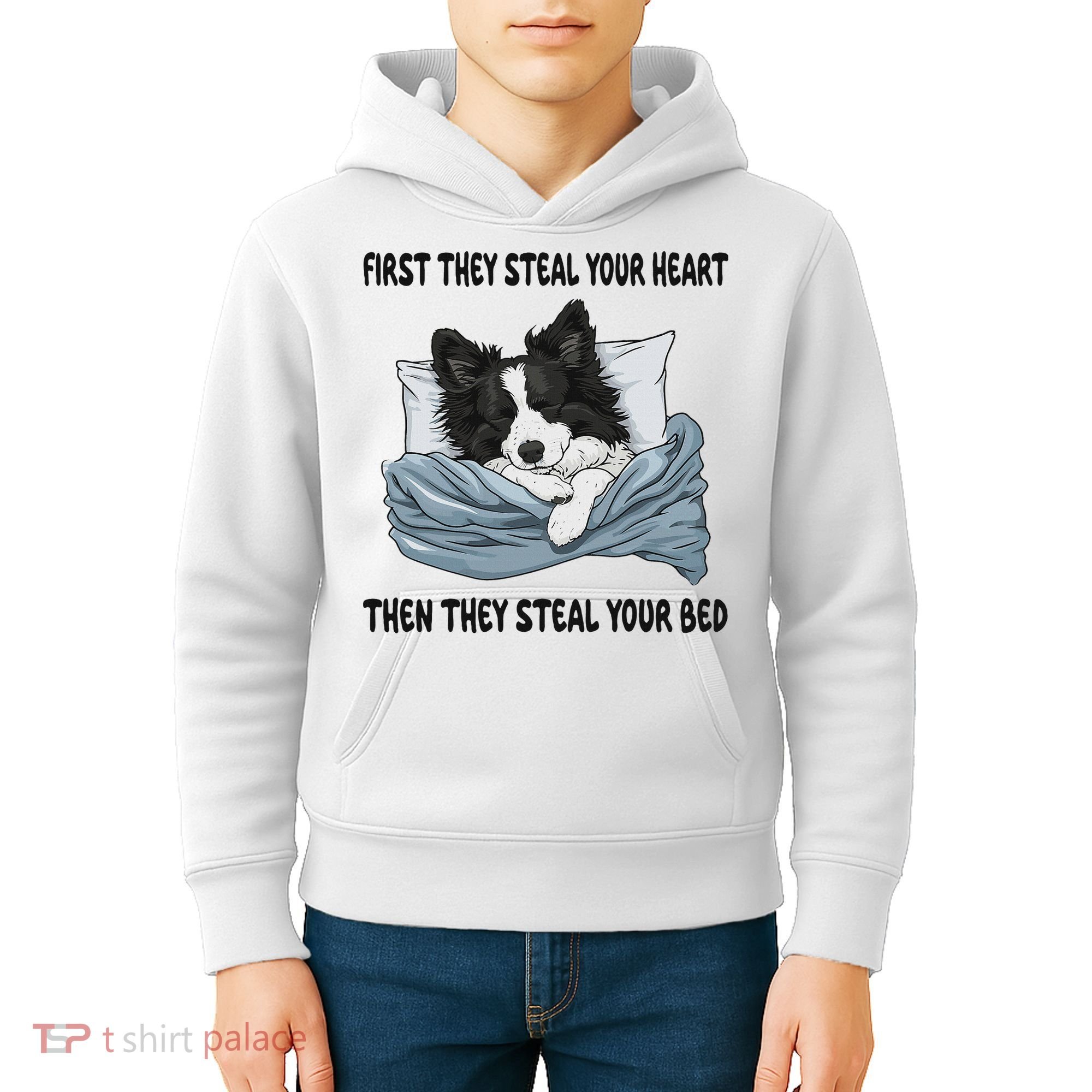 Border Collie Sleeping Pajamas Nightgown Kids Hoodie